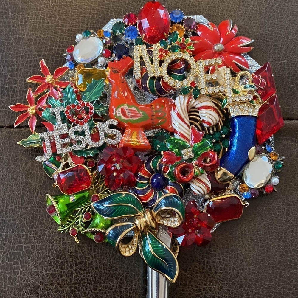 Noel..i Love Jesus Christmas Hand Mirror. Large 5” $98. One of a kind